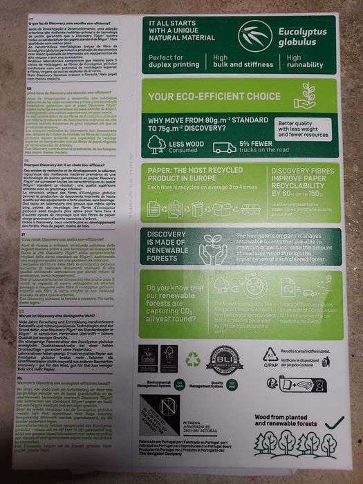 Resmas de papel de impressão A4 Navigator