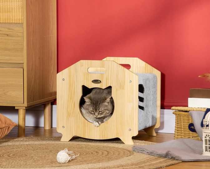 Casota gato portátil com almofada removível   40x39x40cm  ENVIO GRÁTIS