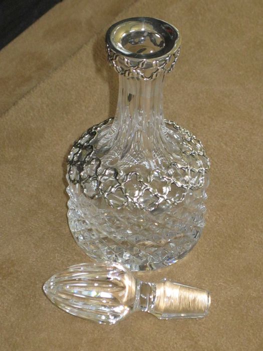 Frasco Cristal ATLANTIS C/Prata Maciça de Lei 925``mil.