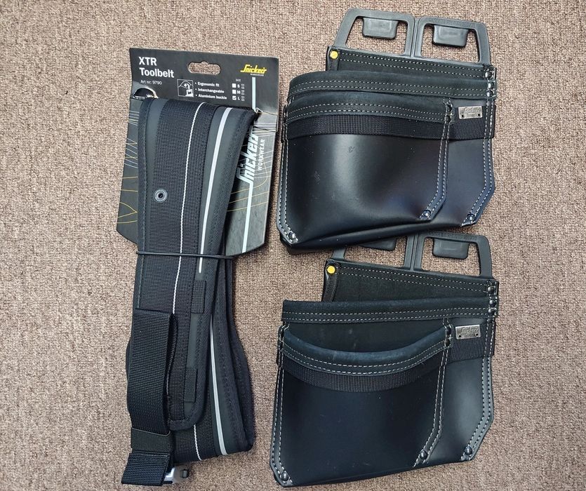 L Snickers AllroundWork  ToolBelt 9790 roboczy pas narzędziowy+ 2 kabury skórzane BHP monter instal dekarski na obwód 96-112cm