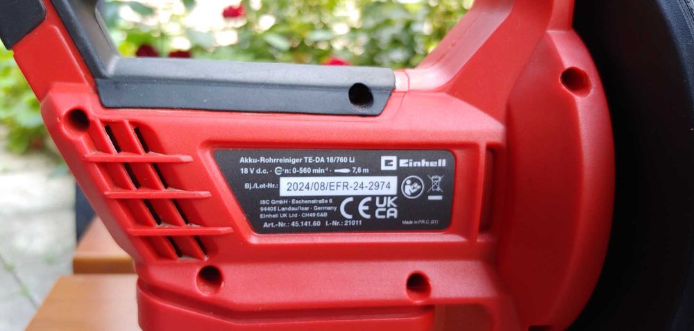 Устройство для прочистки труб Einhell TE-DA 18/760 Li - Solo