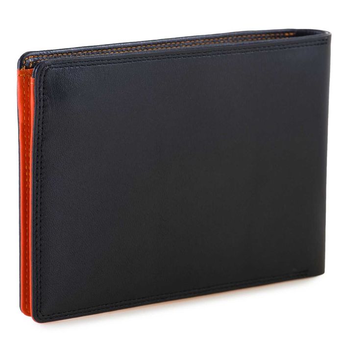 Carteira Passaporte homem com RFID em pele MYWALIT na cor Black/Orange