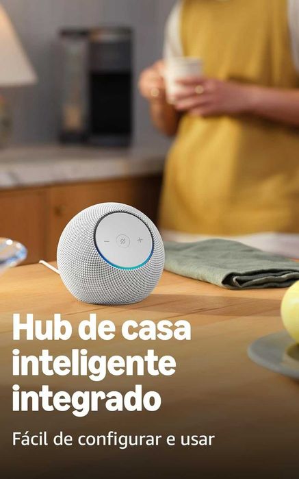 Amazon Alexa com som ambiente - Echo Dot Max (Branco, Preto e Roxo)