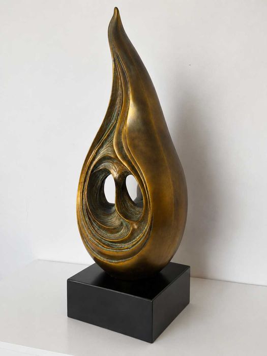 Escultura decorativa abstrata dourada 90 cm (nova)