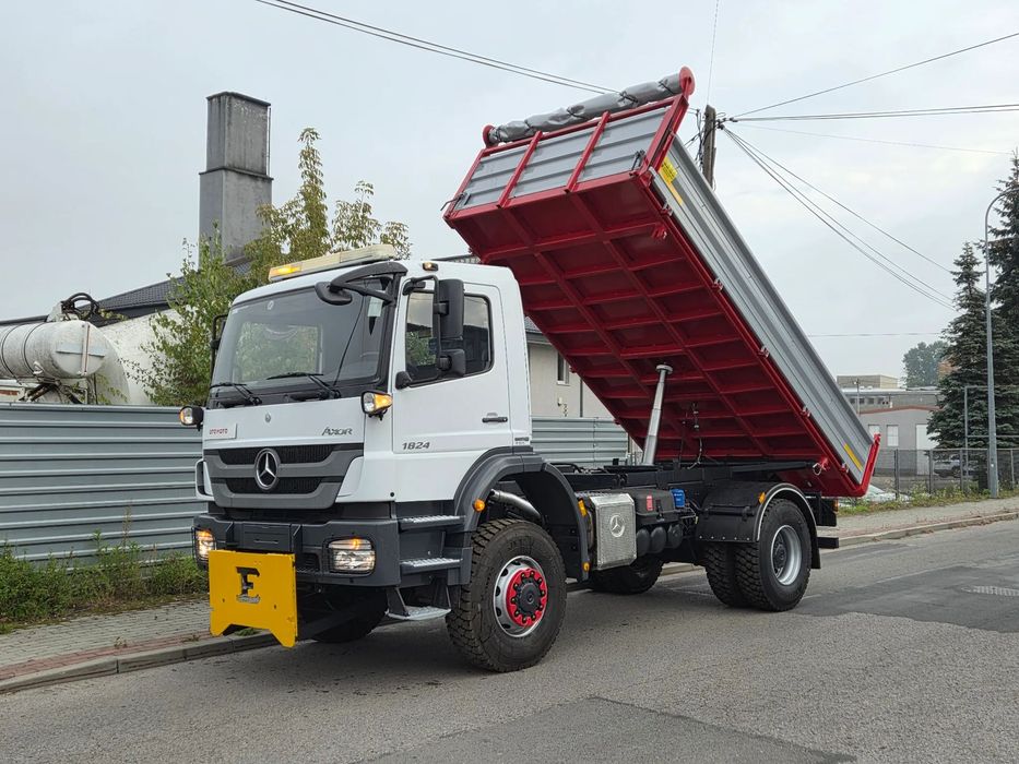 Mercedes-Benz AXOR 1824 // 4x4 4WD AWD BLOKADY TERENOWE // NOWY KIPER WYWROTKA 3str // NISKI PRZEBIEG // MOŻLIWY HDS  MOŻLIWOŚ HDS za KABINĄ Reduktor Czołownica Pług Piaskarka 1829 i 1833