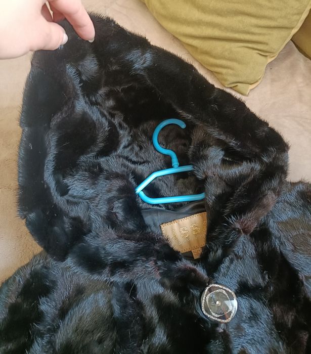 Норковая шуба натуральная с капюшоном, р 46-48. Полушубок шубка норка