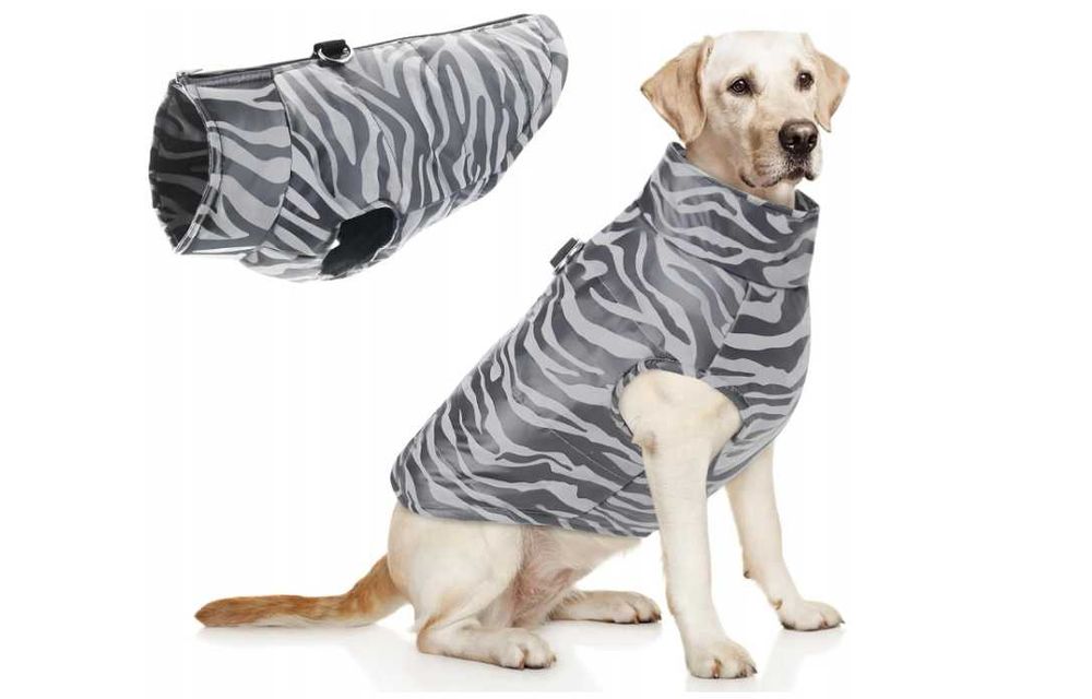 Kurtka zimowa, odblaskowa, wodoodporna dla psa, 3XL (Zebra)