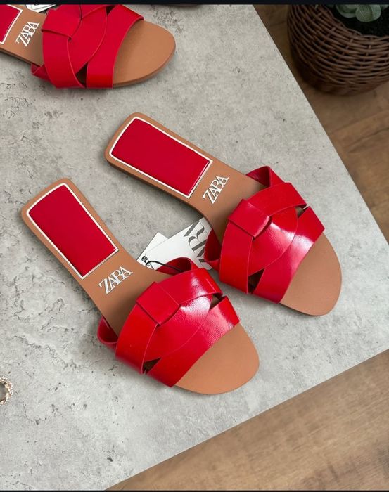 Шлепки Zara р 39 40 кожаные новые