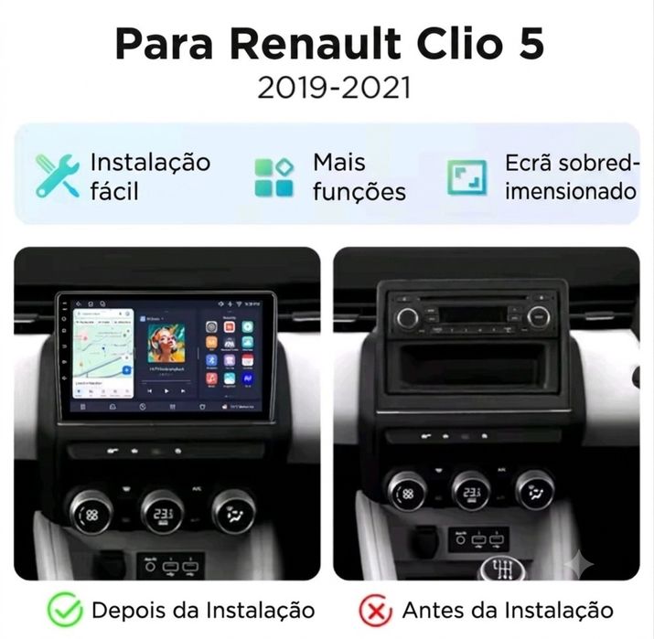 Rádio Android Carplay Renault Clio 5 2/32GB 9 polegadas NOVO