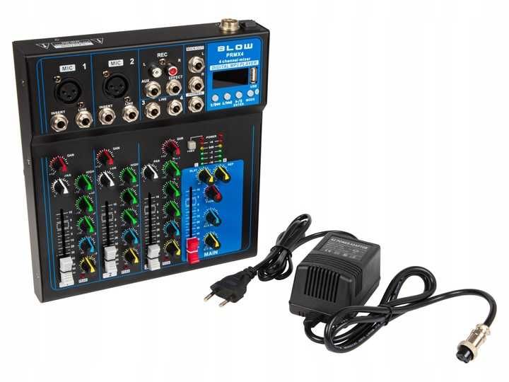 MOCNY mikser STUDYJNY audio mixer 4 KANAŁY bluetooth USB MP3