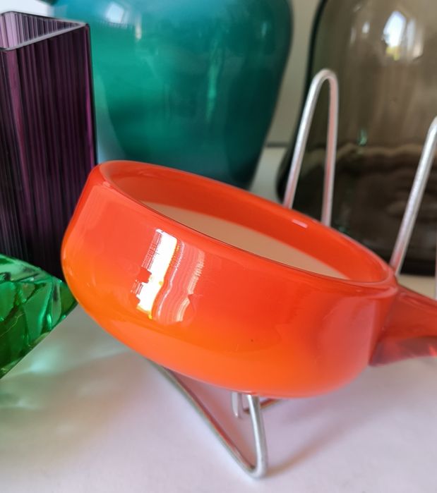 Rondelek tyglik sledziarka Holmegaard piękne stare kolorowe szkło