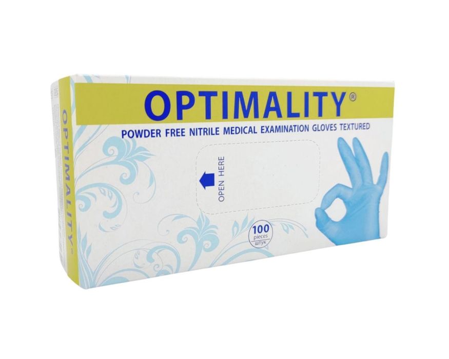 Нітрилові рукавички блакитні OPTIMALITY розмір L, 50 пар