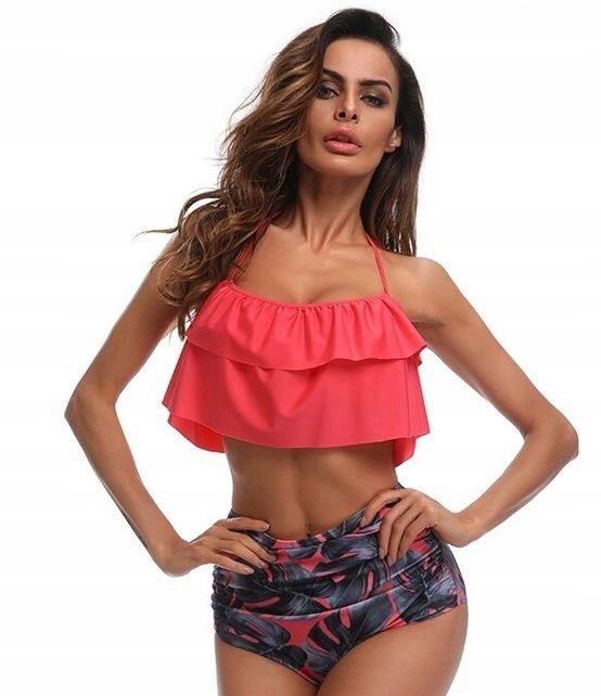 Strój Kąpielowy Z Wyjmowanymi Wkładkami Bikini Wysoki Stan Majtek / Xl