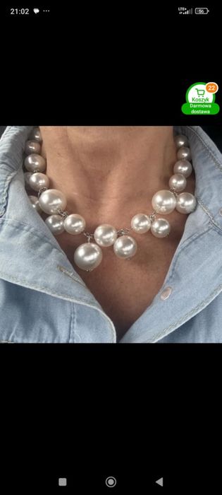 Nowa przepiękna kolia naszyjnik a'la perłowa