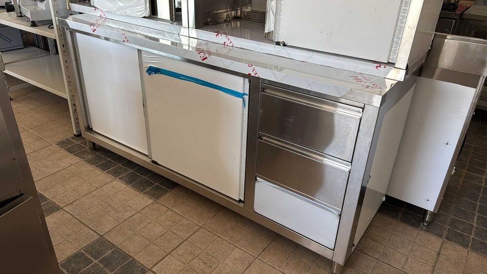 ACM1648 - Bancada de Apoio Inox de 1,8M com 3 Gavetas - NOVA