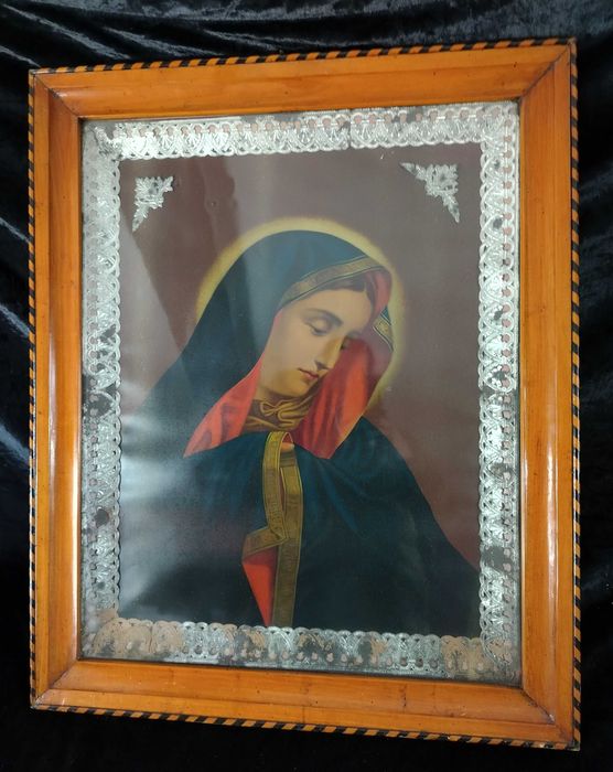 Piękny wielki kpl starych obrazów Jezusa Maryi oleodruki