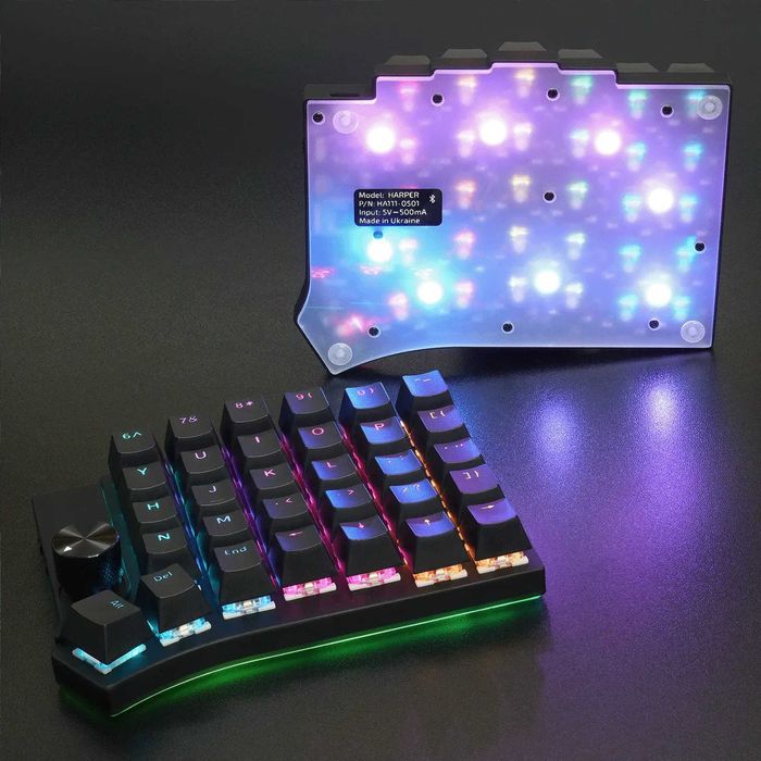 Bluetooth бездротова спліт клавіатура Harper з підсвіткою і крутилками