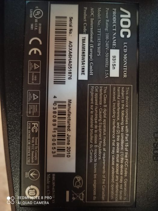 Продам монитор Аoc