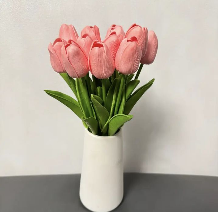 Zestaw 6 sztuk sztuczne kwiaty tulipany jak żywe różowe na cmentarz