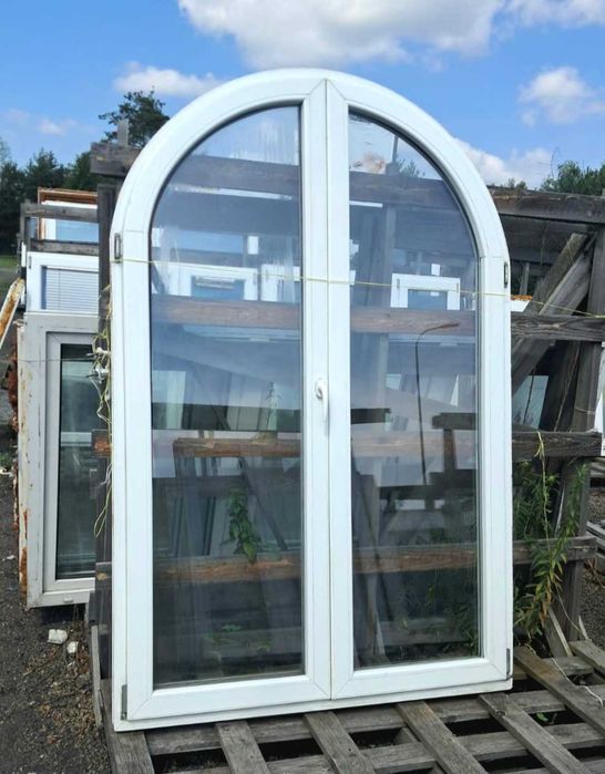 OKNO/DRZWI Łukowe Balkonowe Dwuskrzydłowe Plastikowe PCV 140x210cm Białe