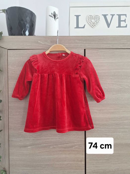 Welurowa czerwona sukienka 74 cm