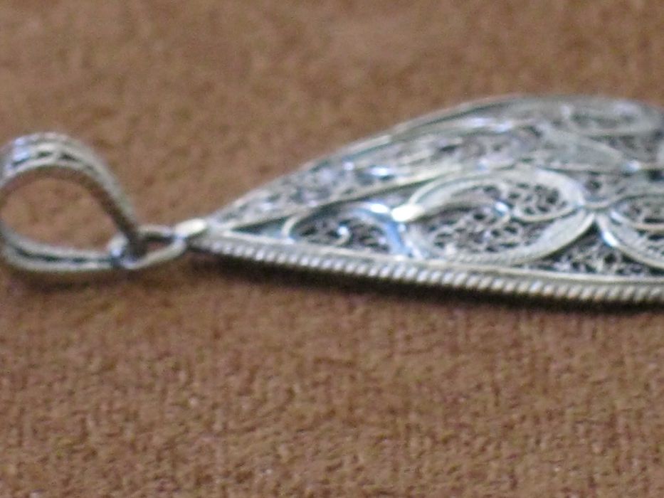 Medalha Artesanal Filigrana Prata Maciça de Lei 835`/.. C/Contraste