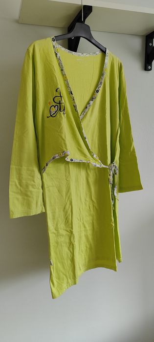 Koszula piżama ciążowa oraz do karmienia piersią S M 36 38 limonkowa