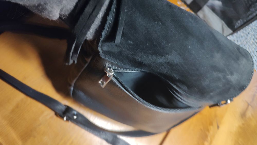 Torebka skórzana z frędzlami włoska Vera Pelle