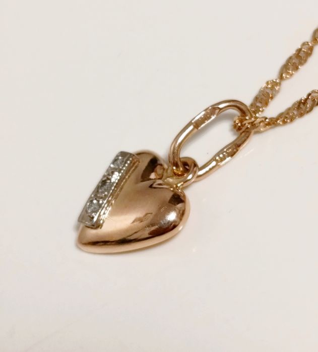 Золотая подвеска Сердце, 585 пробы.