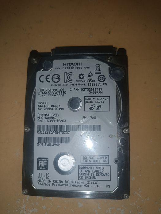 Hdd для ноутбука hitachi на 320 гб