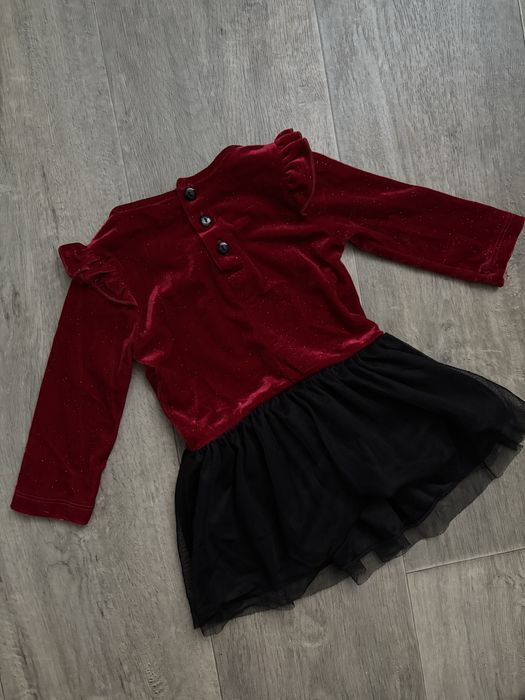 Бодік та сукня велюровий червоний для фотосесії 68-74 розмір