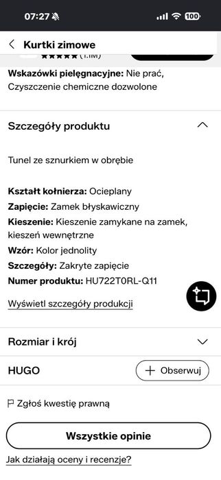 Kurtka Hugo jesień-zima  stan idealny!!!
