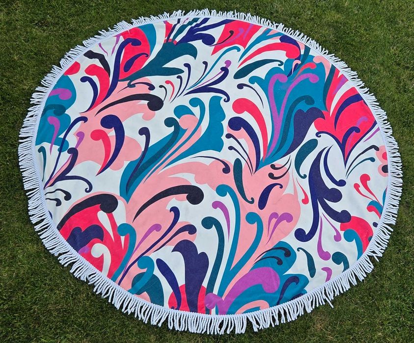 Okrągły koc plażowy z frędzlami 150cm Triumph