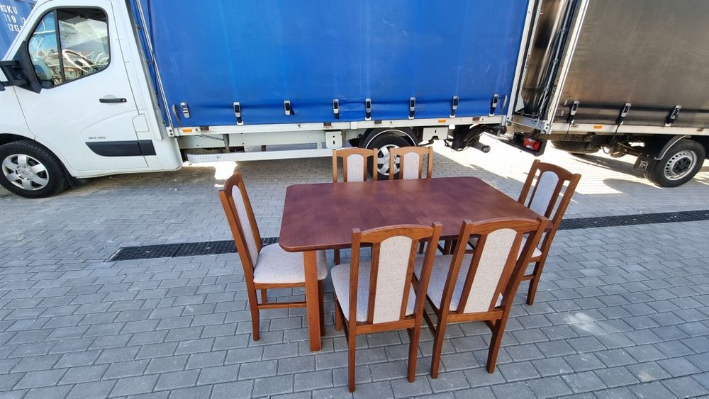 Nowe: Stół + 6 krzeseł,  kasztan + kawa z mlekiem , transport cała POL