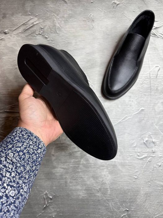 Черевики Зимові ЛОФЕРИ Шкіряні чоловічі чорні LORO PIANA! Шкіра+ХУТРО!