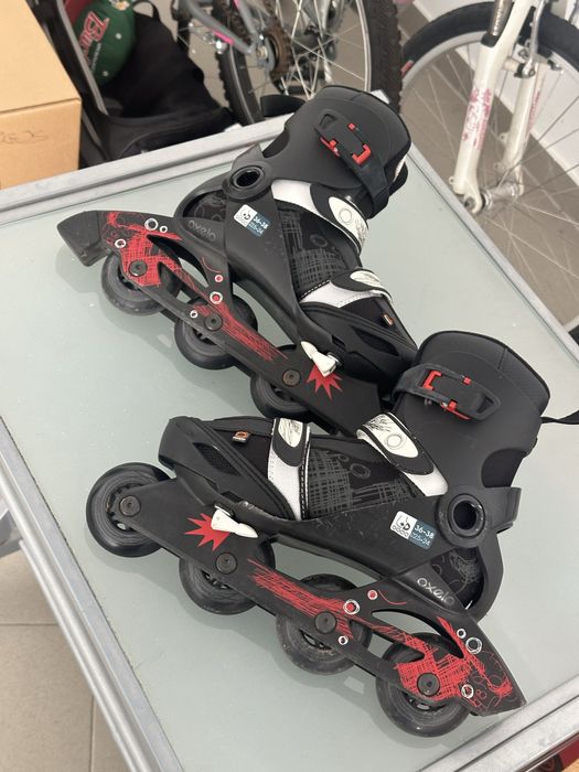 Patins Oxelo preto vermelho e branco  ajustáveis 36-38