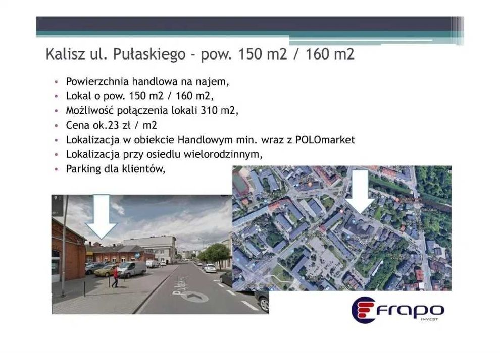 Kalisz - Lokal na najem pow. 150 m2 - 310 m2 pod usługi-handel