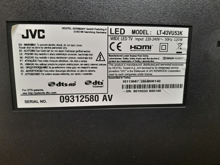 Televisão danificada  JVC