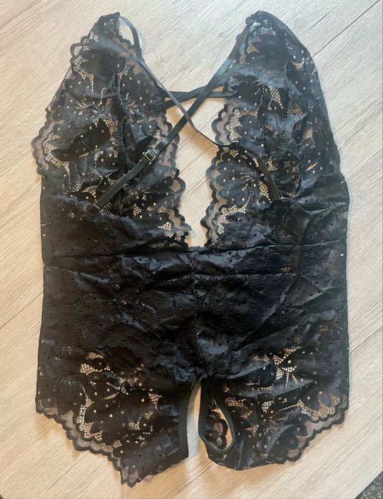 Koronkowe seksowne body czarne S