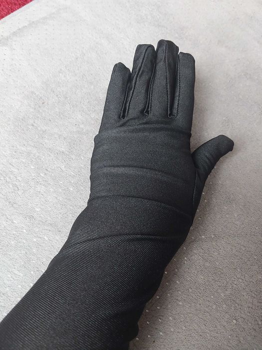 Rękawiczki długie czarne elastyczne cosplay impreza nowe