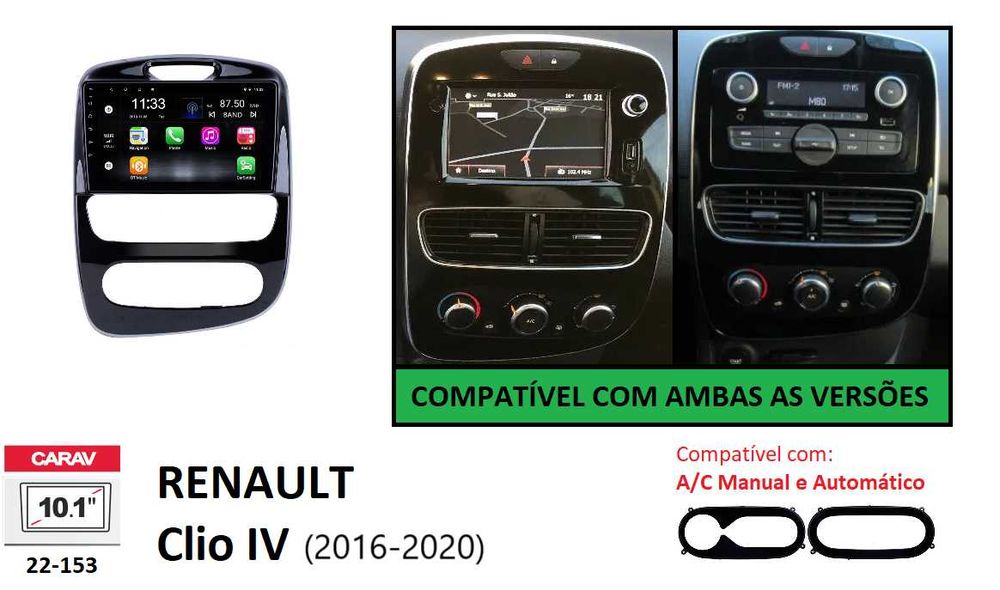 (NOVO) Rádio 2DIN • Renault Clio (4) IV (2012 a 2020) • Android 4+64GB