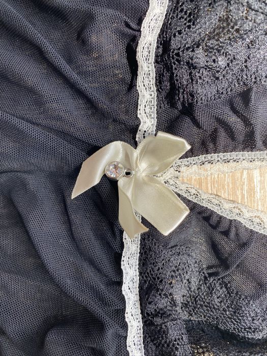 чорний мереживний топ з бантиком(пеньюар)