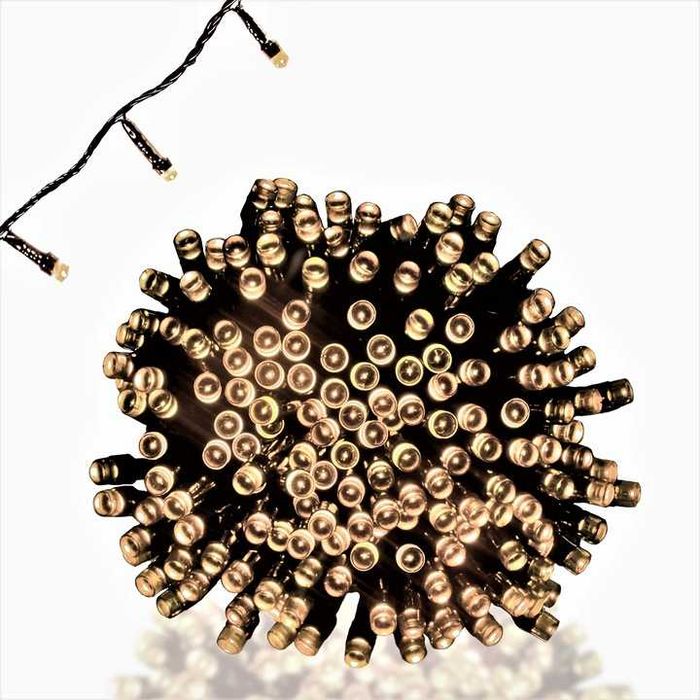 Lampki choinkowe 300 led ciepłe białe 21 metrów zewnętrzne i wewnętrzn