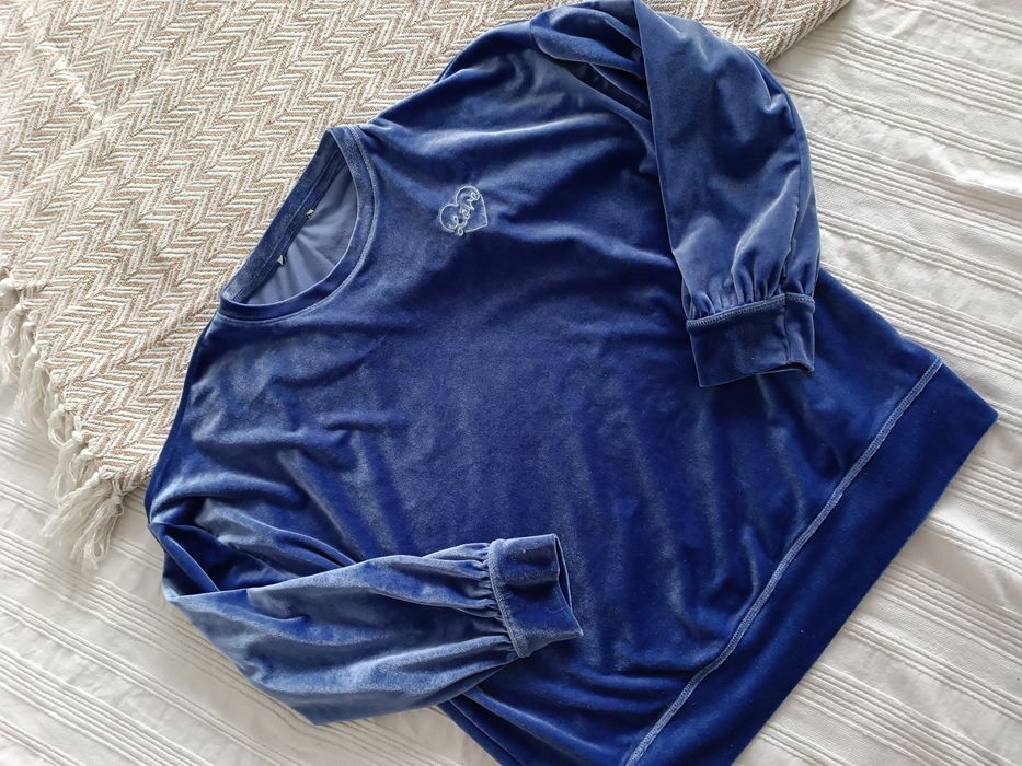 Welurowa bluza  fioletowa love 152/158