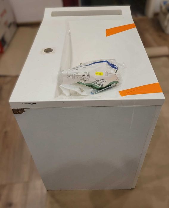 Nowoczesna szafka z umywalką + część syfonu | Biała | Komplet