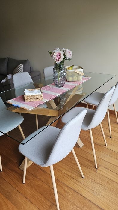 Mesa de jantar AGERBY 90x190 + 6 cadeiras