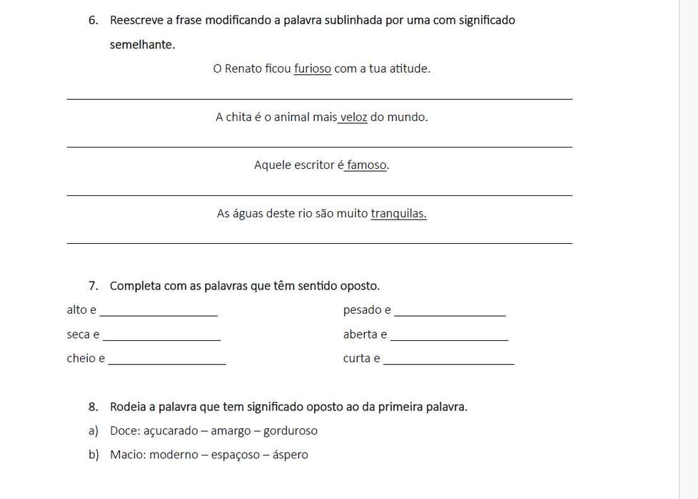 Fichas de atividades e avaliação 1º ciclo