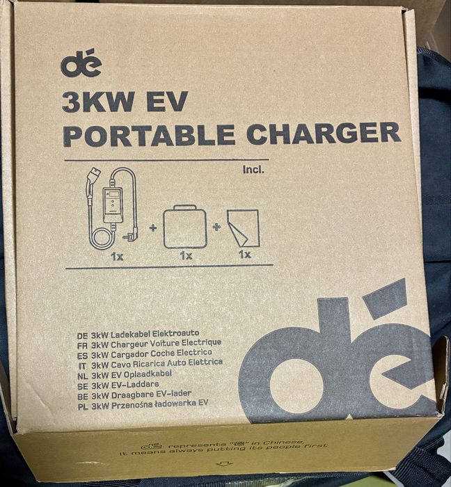 Carregador portátil veiculo/carro elétrico EV/PHEV, 3.7kW, 6-16A, Monofásico, Schuko