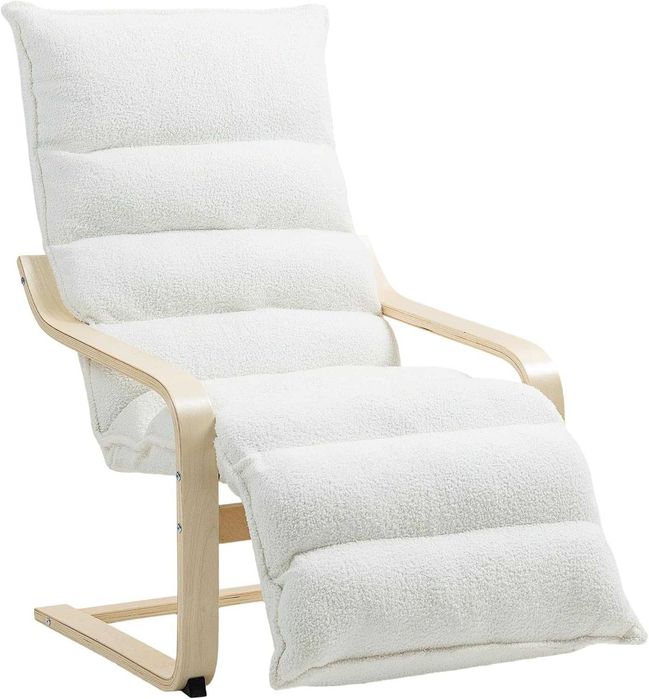 fotel wypoczynkowy HOMCOM drewniany biały