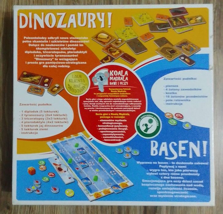 Trefl, 2 gry planszowe:  Dinozaury, Basen, 4+